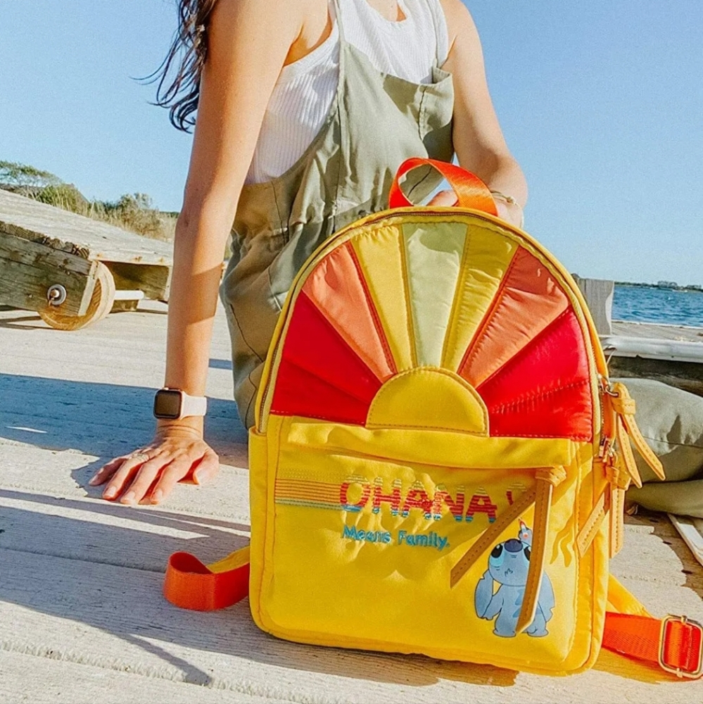 Danielle Nicole x Disney Lilo & Stitch OHANA Backpack Rainbow Embroidered